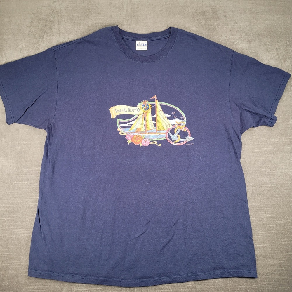 Virginia‎ Beach VA Hanes Beefy-T Graphic Print T-Shirt Men's Adult 2XL